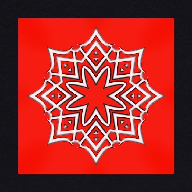 Bright Red Kaleidoscope Pattern (Seamless) 6 by Swabcraft